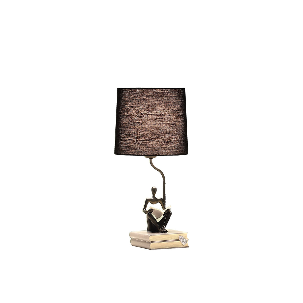 21" Black Table Lamp With Black Globe Shade