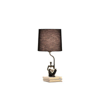 21" Black Table Lamp With Black Globe Shade