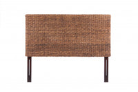 Brown Natural and Rustic Woven Banana Leaf Straight Queen Size Headboard