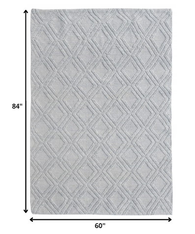 5' X 7' Gray Geometric Handmade Area Rug