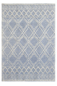 9’ x 13’ Blue Ivory Tribal Geometric Pattern Area Rug