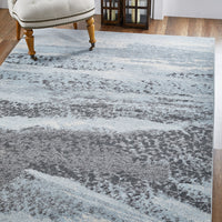 5' X 8' Blue and Gray Abstract Area Rug