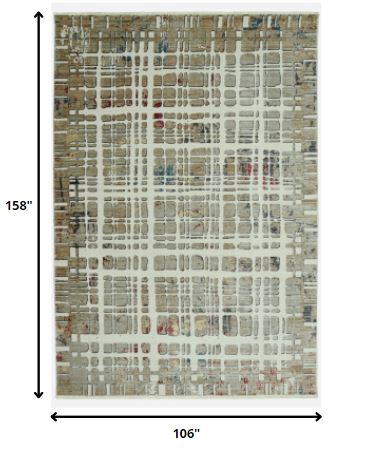 9' X 13' Ivory Abstract Area Rug