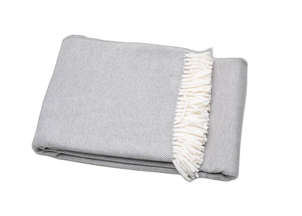 Light Gray Mini Dot Fringed Throw Blanket