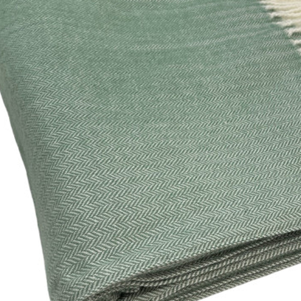 Pastel Green Soft Acrylic Herringbone Throw Blanket