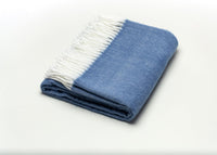 Denim Blue Soft Acrylic Herringbone Throw Blanket