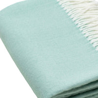 Green Woven Acrylic Herringbone Plush Reversable Throw