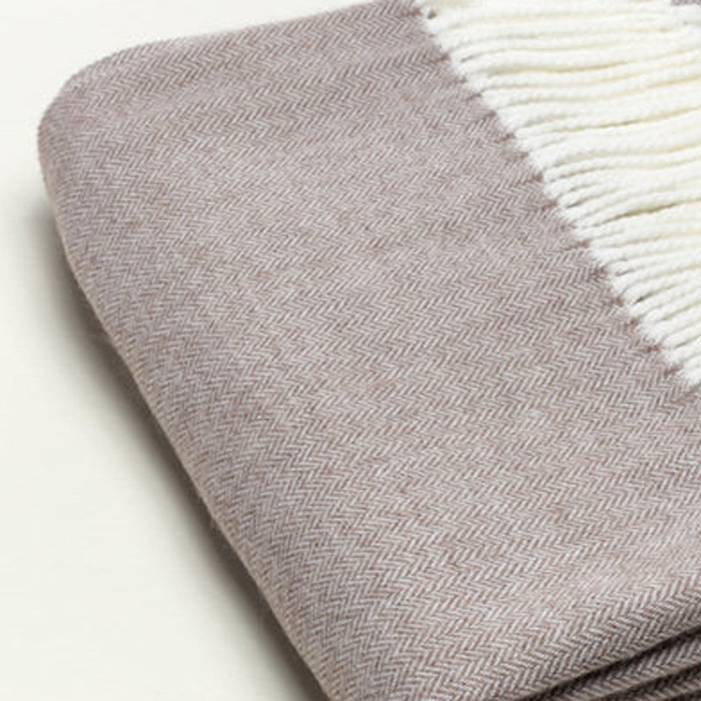 Light Taupe Soft Acrylic Herringbone Throw Blanket