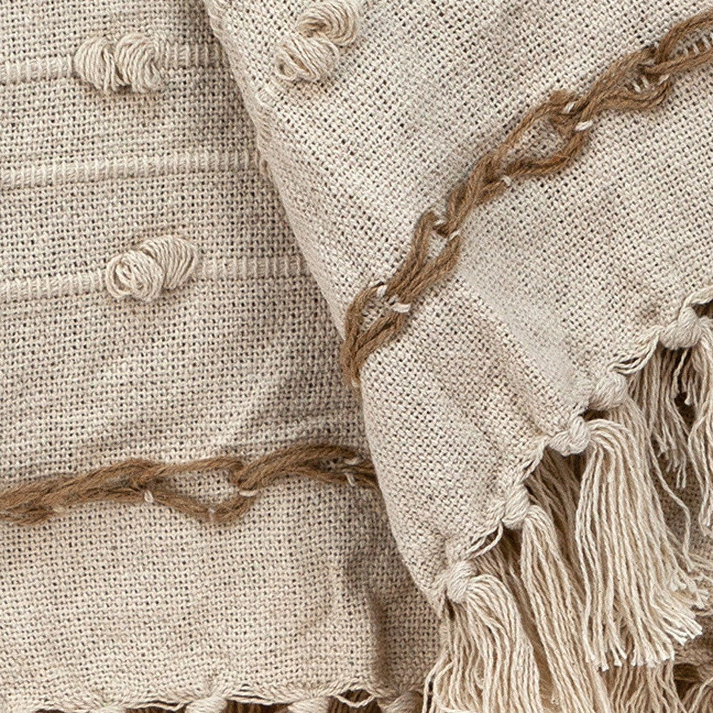 Classic Boho Fringed and Textured Woven Handloom Throw