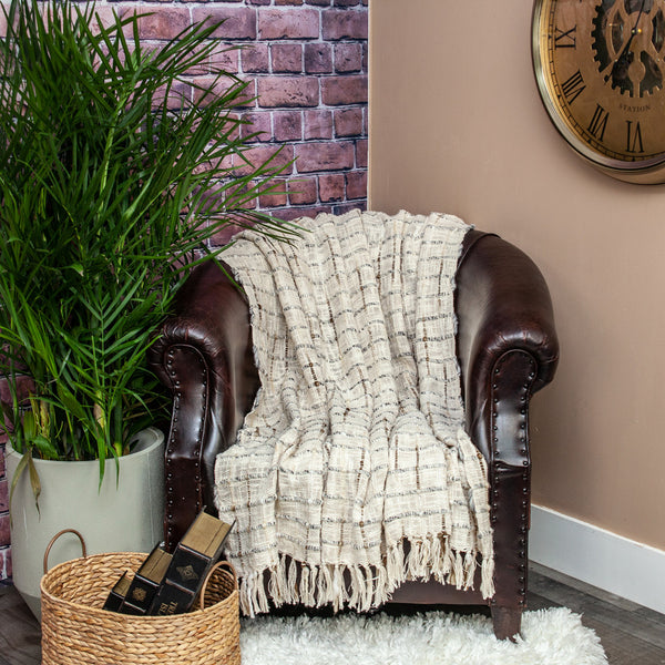 Olive and Beige Textured Woven Handloom Throw