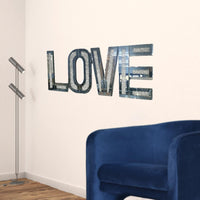 Silver Mirrored Mosaic Crystal Bling LOVE Wall Decor