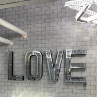 Silver Mirrored Mosaic Crystal Bling LOVE Wall Decor