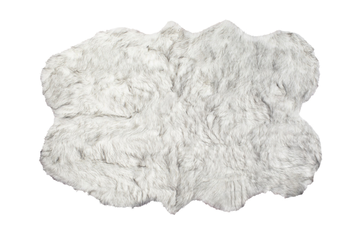 4' X 6' Ombre Grey Faux Fur Washable Non Skid Area Rug
