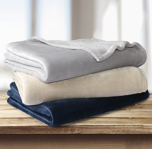 Navy Blue Solid Anti Microbial Oversized Throw