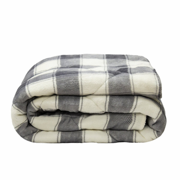 Buffalo Grey Printed Velvet and Velvet Throw Blanket