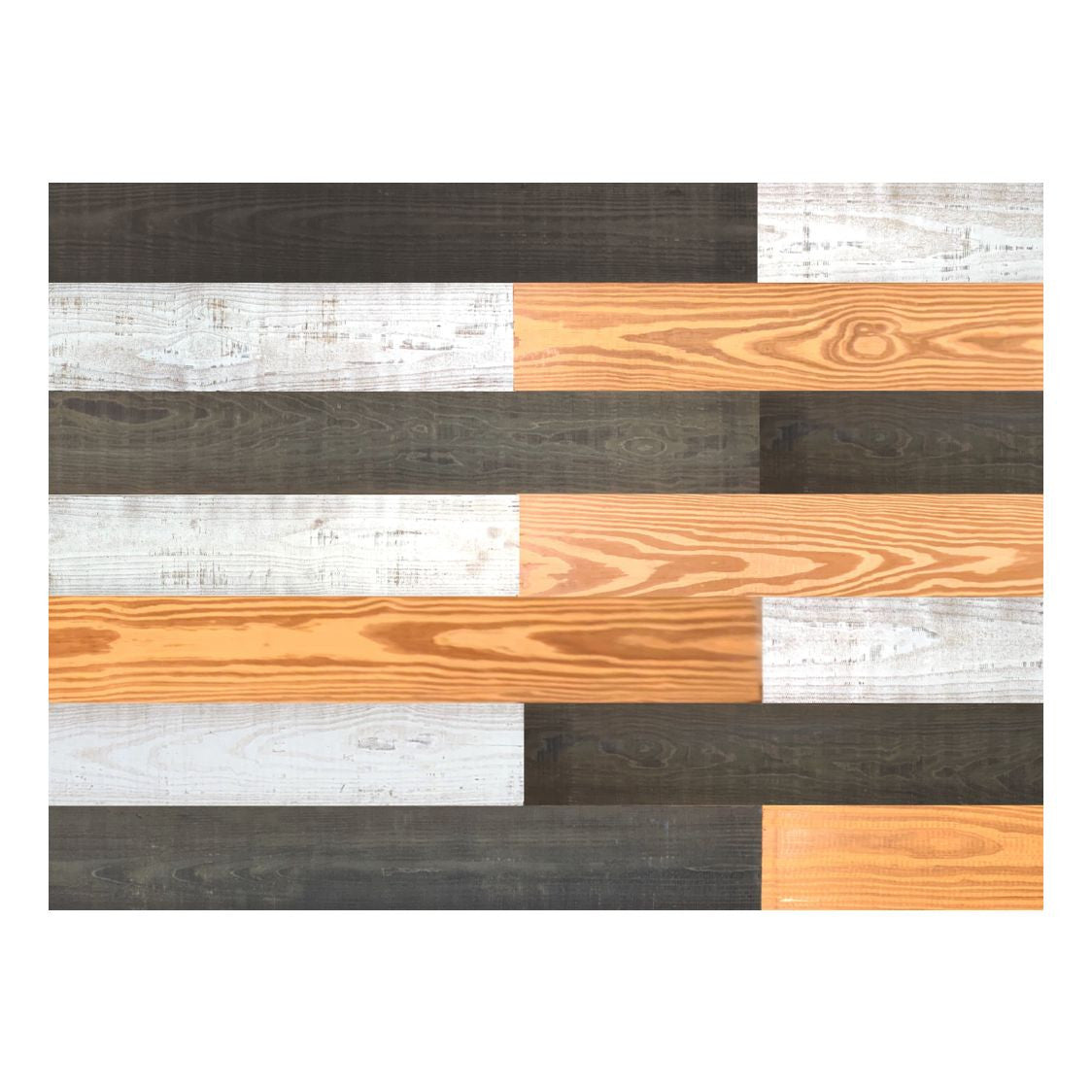 5" x 48" Thermo Treated Gold Black and White Mixed Color Wood Wall Plank Set