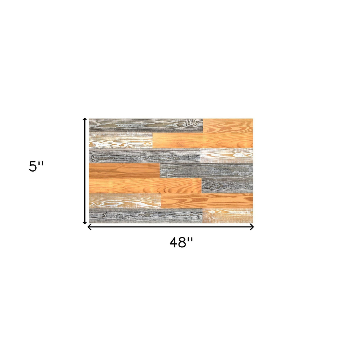 5" x 48" Thermo Treated Gold Whitewash and Gray Mixed Color Wood Wall Plank Set