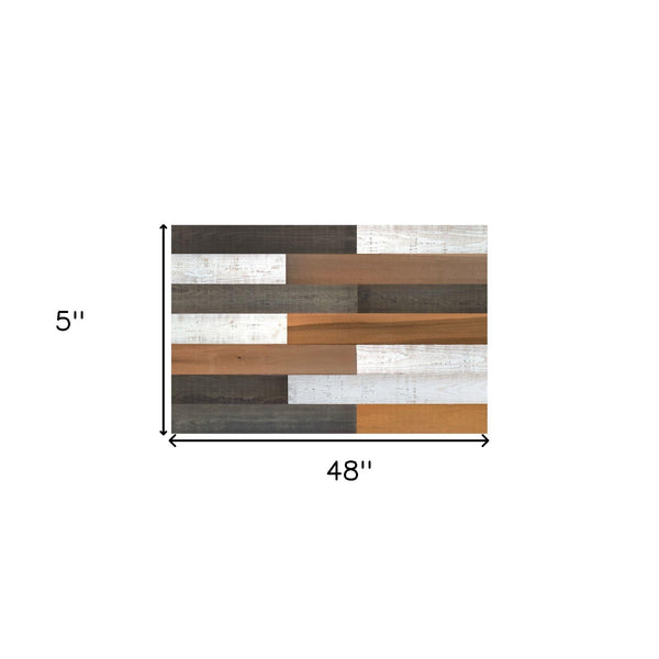 5" x 48" Thermo Treated Brown Black and White Whitewash Mixed Color Wood Wall Plank Set