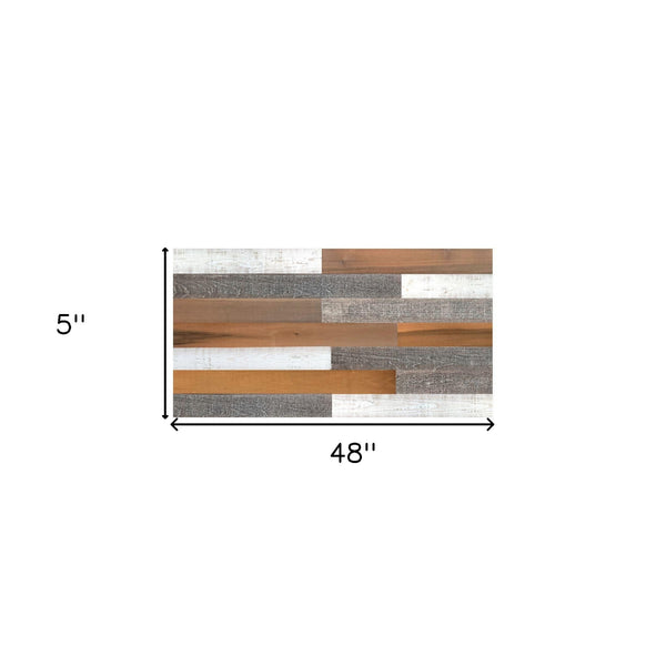 5" x 48" Thermo Treated Brown White and Gray Mixed Color Wood Wall Plank Set