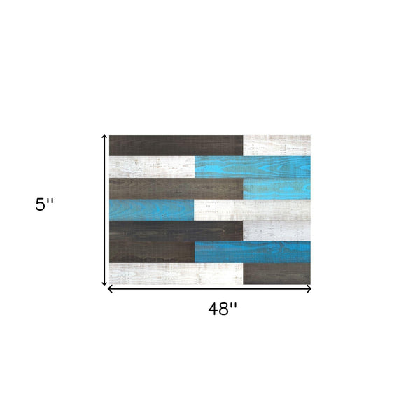 5" x 48" Thermo Treated Black White and Aqua Mixed Color Wood Wall Plank Set