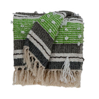 Beige And Black Woven Wool Solid Color Reversable Throw