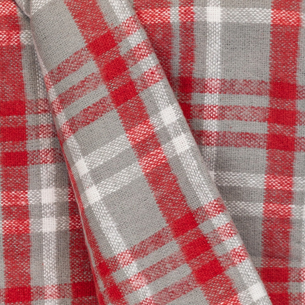 Red Woven Cotton Plaid Throw Blanket