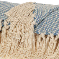 Blue Woven Cotton Abstract Throw Blanket