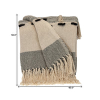 Gray Woven Cotton Abstract Throw Blanket