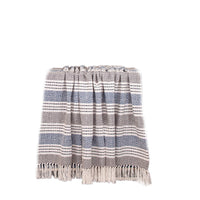 Charcoal Woven Cotton Striped Throw Blanket