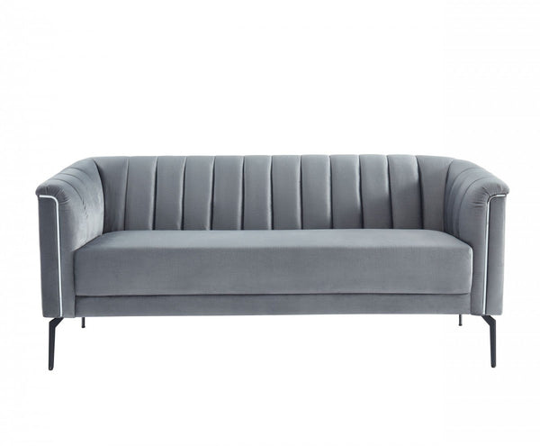 76" Gray Sofa With Silver Legs