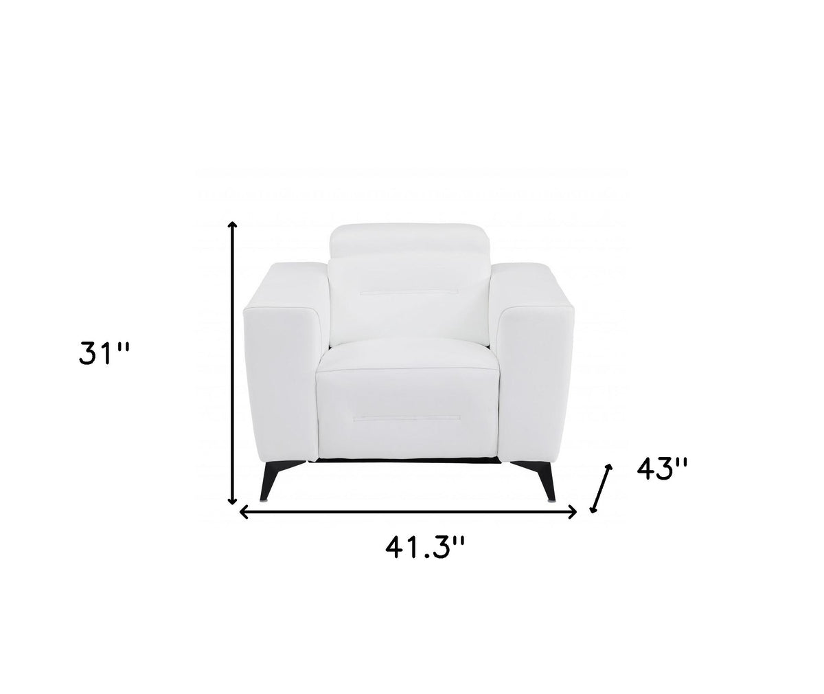 41" White Italian Leather Power Recliner Chair