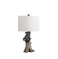 25" Black Blear in a Tree  Table Lamp With Beige Shade