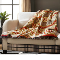 Off White Woven Acrylic Reversable Throw