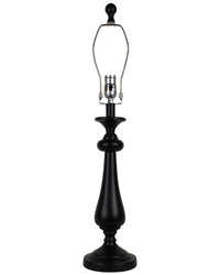 27" Black Candlestick Table Lamp With Ivory Duck Shade