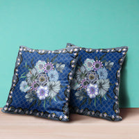 20x20 Blue Gray Blown Seam Broadcloth Floral Throw Pillow