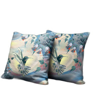 20" X 20" Yellow And Blue Bird Blown Seam Indoor Outdoor Throw Pillow