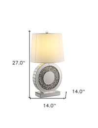 27" Clear Glass Table Lamp With White Square Shade