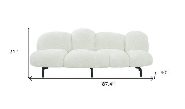 87" White Sofa With Black Legs