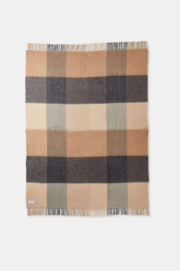 Charcoal Woven Wool Checkered Reversable Throw