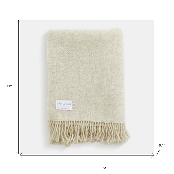 Natural Woven Wool Solid Color Reversable Throw