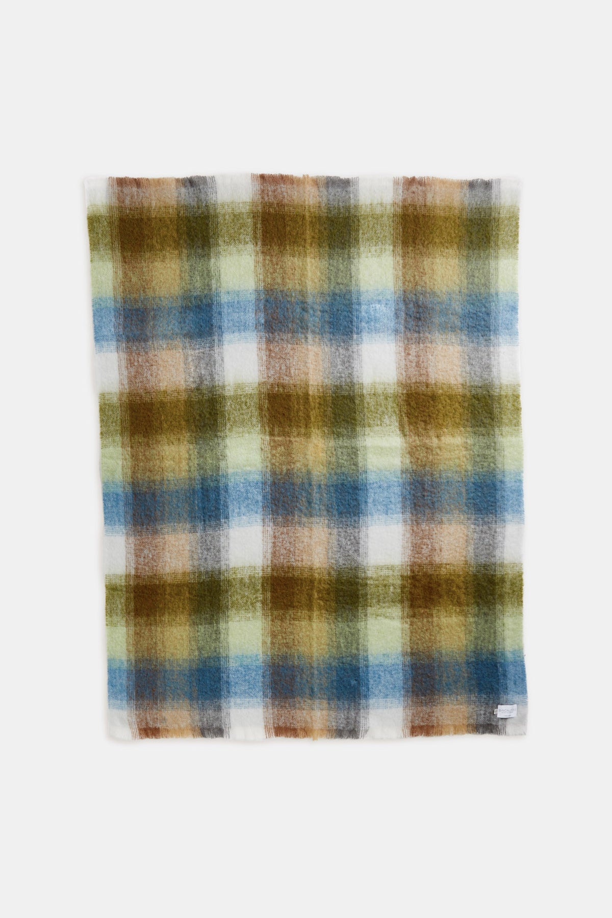 Blue And Green Woven Wool Plaid Reversable Throw