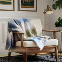 Blue And Green Woven Wool Plaid Reversable Throw