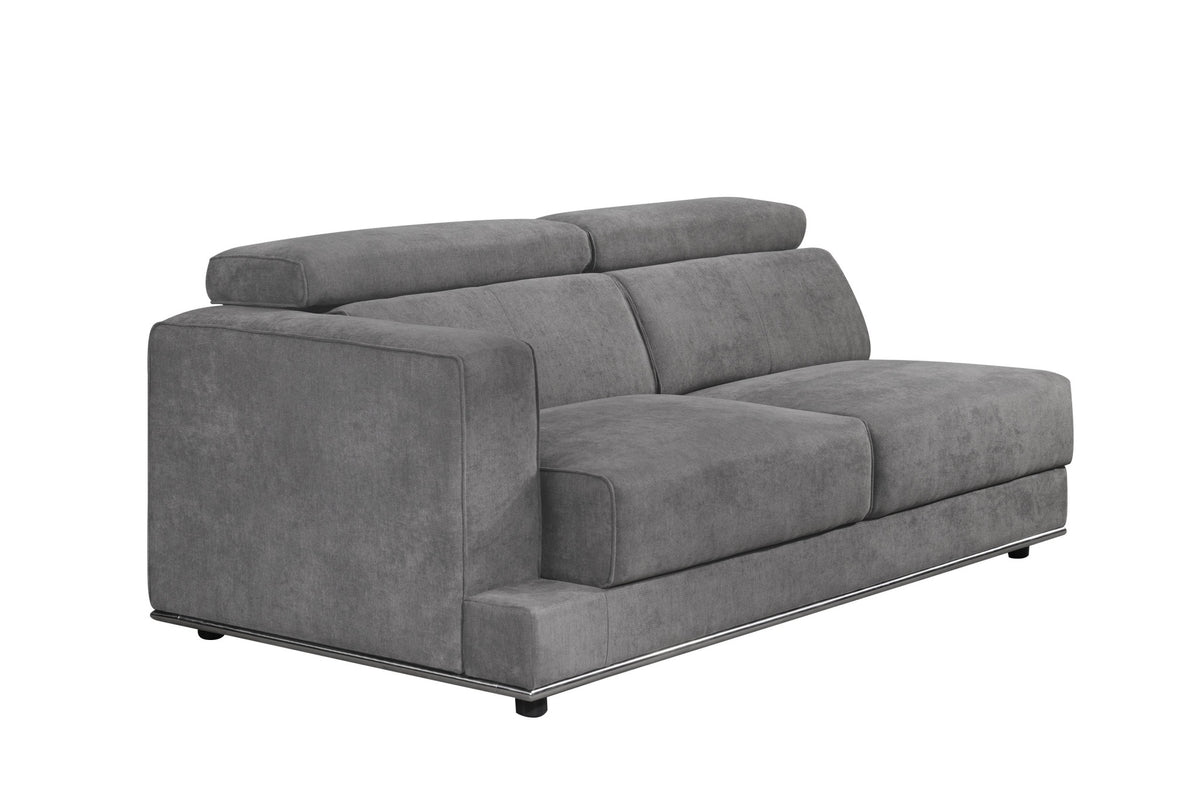 72" Dark Gray Fabric Modular Sofa With Black Legs