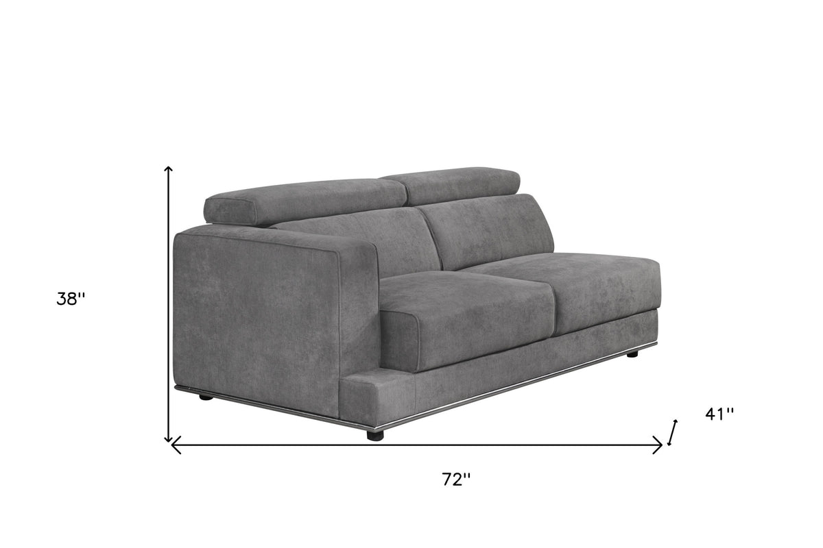 72" Dark Gray Fabric Modular Sofa With Black Legs