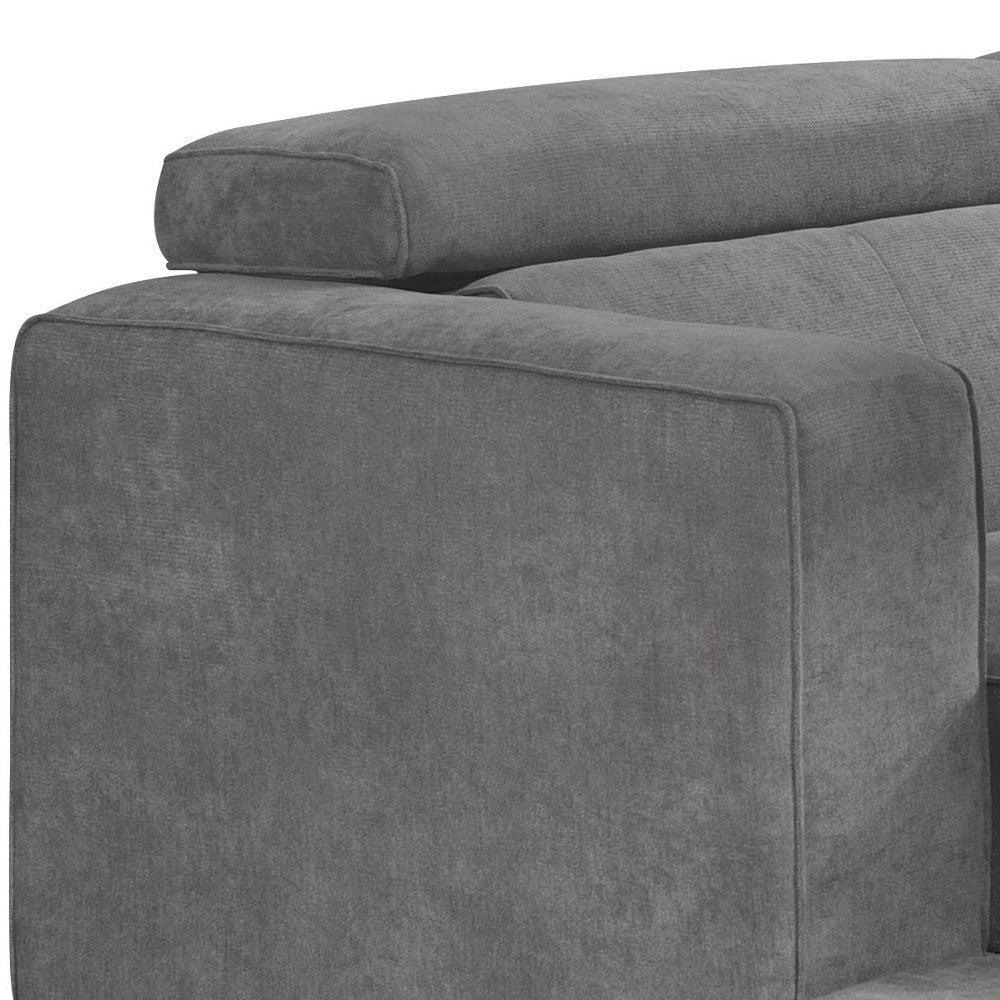 72" Dark Gray Fabric Modular Sofa With Black Legs