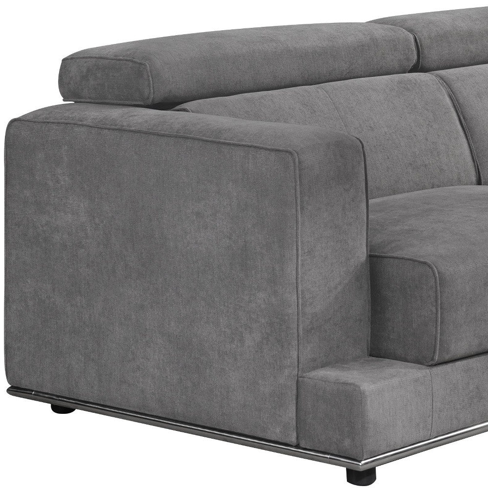 72" Dark Gray Fabric Modular Sofa With Black Legs