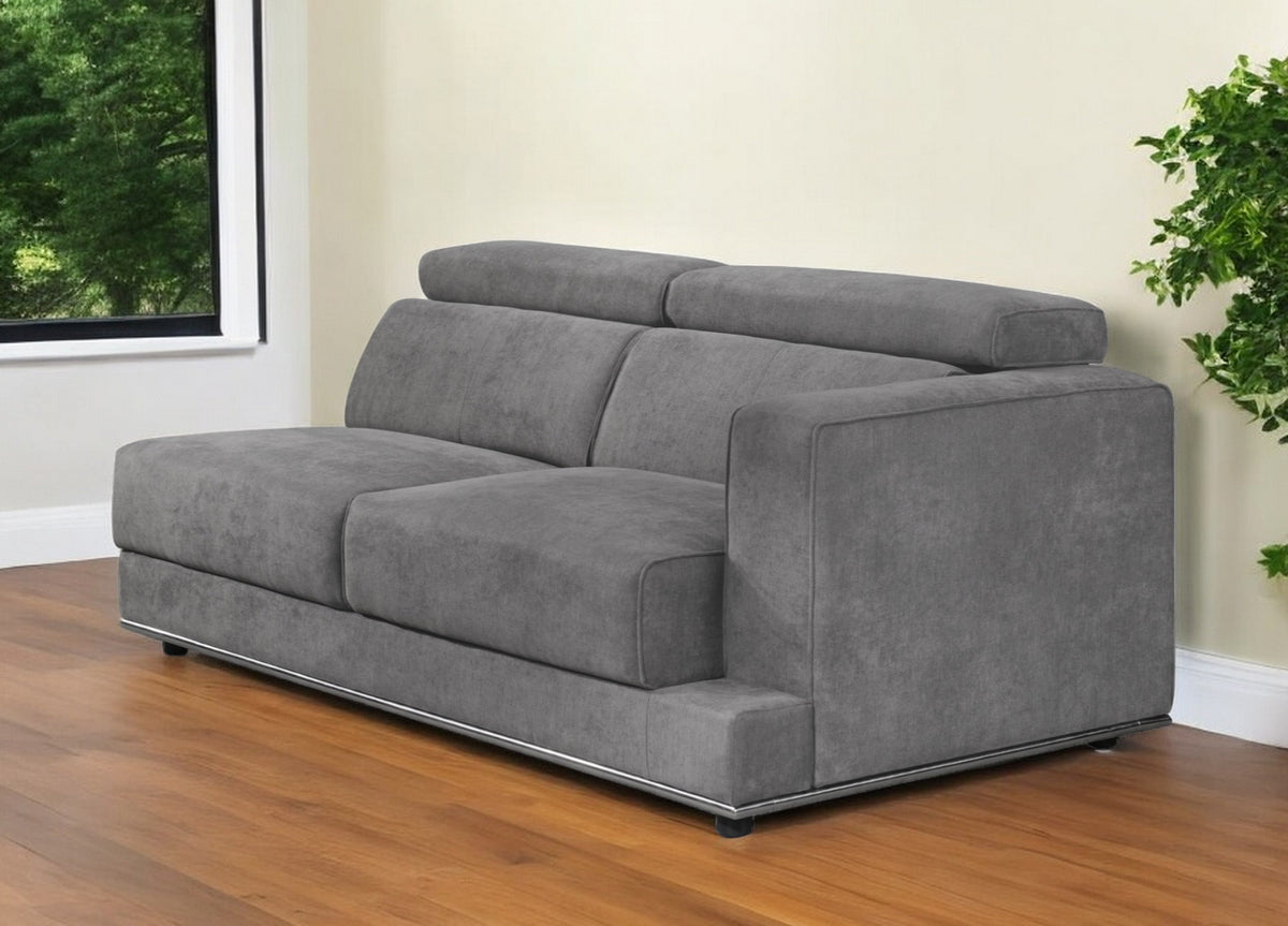 72" Dark Gray Fabric Modular Sofa With Black Legs