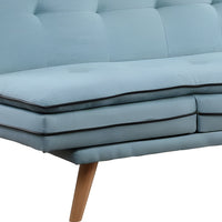 72" Blue Linen Convertible Futon Sleeper Sofa With Oak Legs