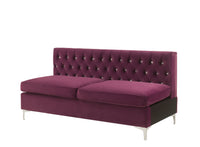 69" Burgundy Velvet Modular Sofa With Silver Legs