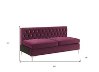 69" Burgundy Velvet Modular Sofa With Silver Legs